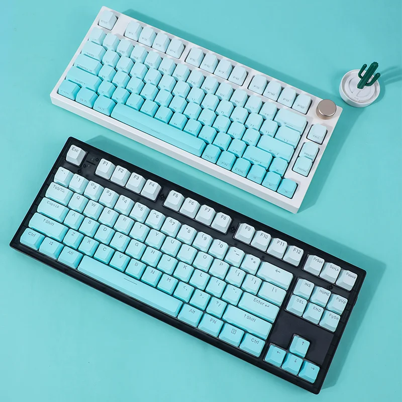 Teclas con gradiente verde menta, teclas de perfil PBT OEM, teclas transparentes retroiluminadas laterales/superior para teclado mecánico para jugar MX Switch - imagen 5
