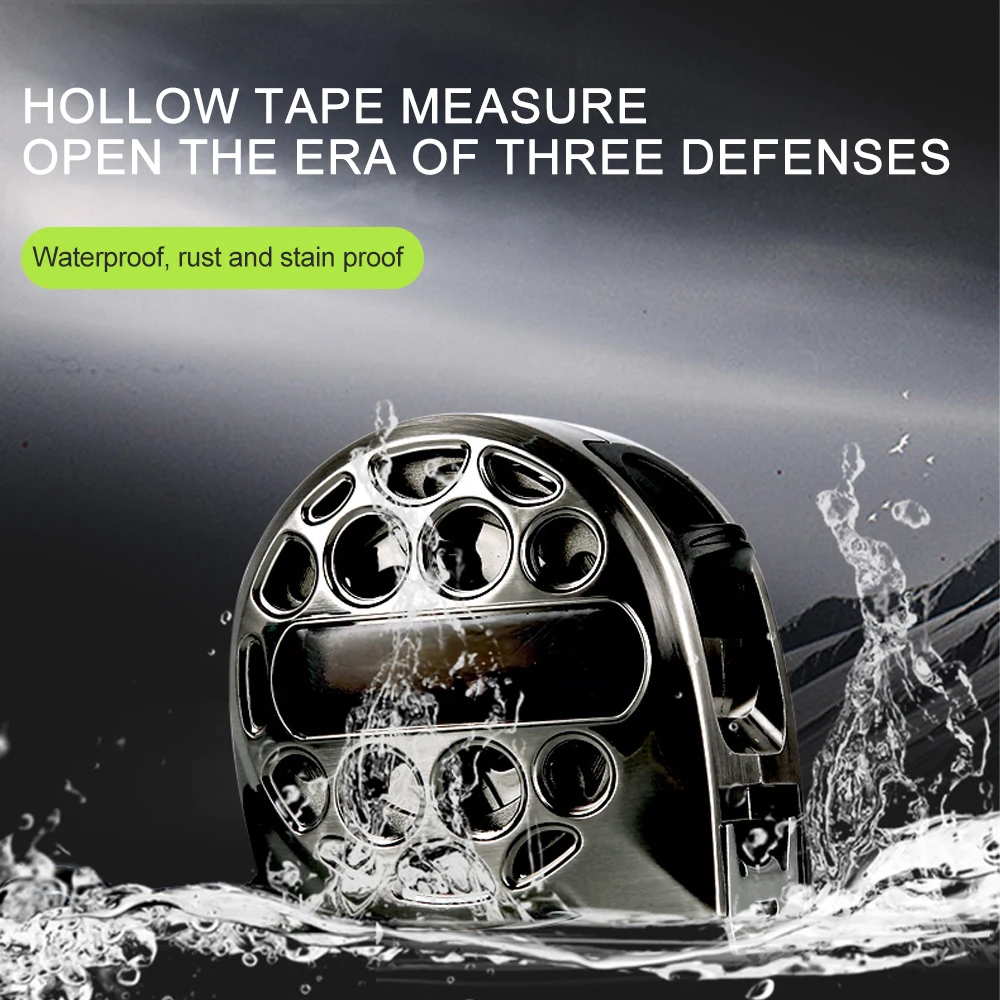 Cinta métrica de acero inoxidable, regla métrica retráctil anticorrosión, diseño hueco, herramienta de medición para carpintería, 3/5/7 M, 5M