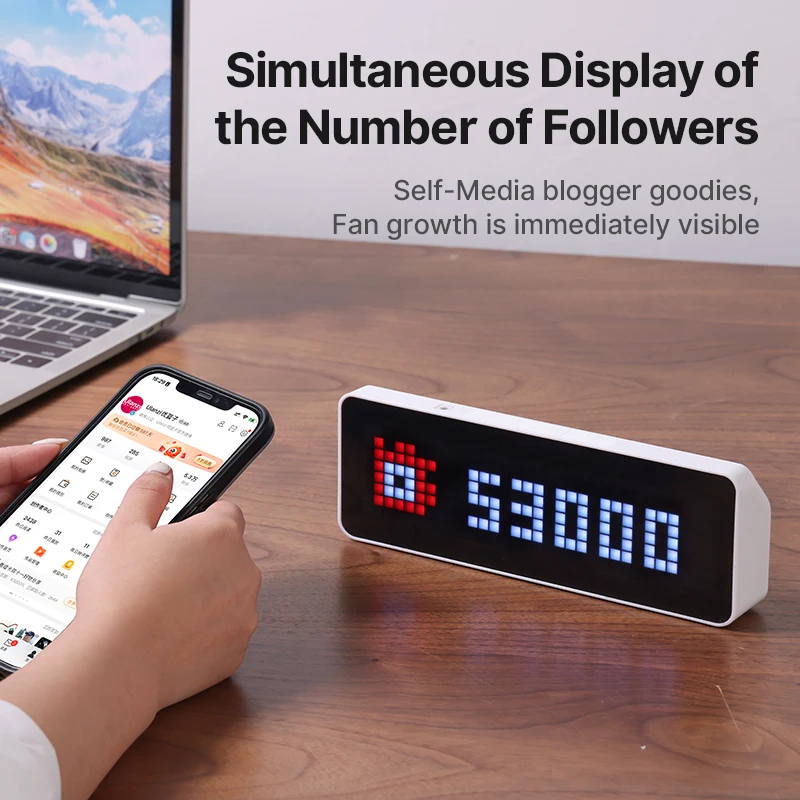 Ulanzi TC001 Reloj de píxeles inteligente con mensajes para YouTube