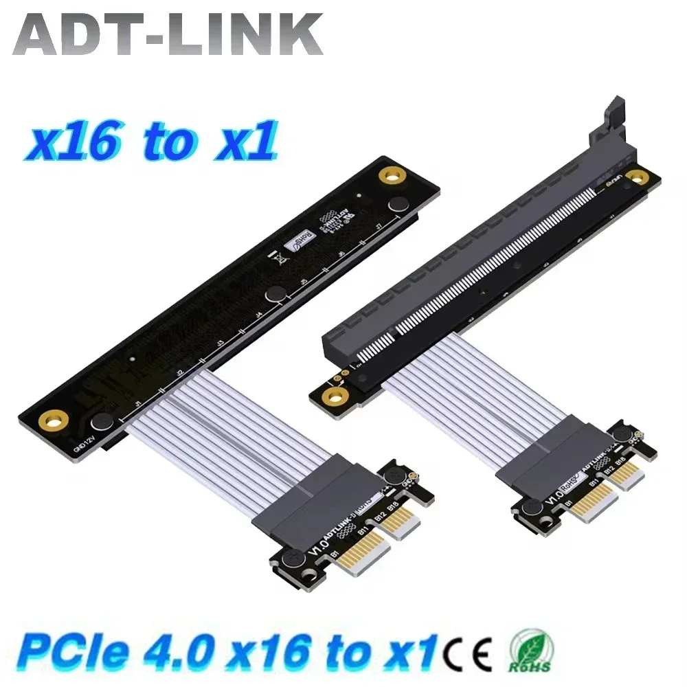 ADT Cable de extensión Riser PCI-E 4,0 x1 a x16 chapado en plata, tarjeta gráfica PCIe x16 RAID SSD, LAN AMD Nvidia GPU Full Speed Gen4 - imagen 3