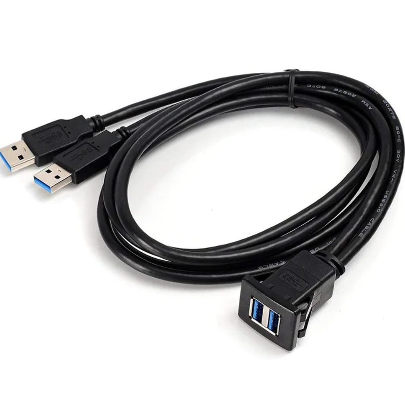 Cable de montaje empotrado de puertos USB 3,0 duales de 3,3 pies, Cable de extensión de montaje en tablero de Panel USB 3,0 macho a hembra de 2 puertos para barco de coche - imagen 5