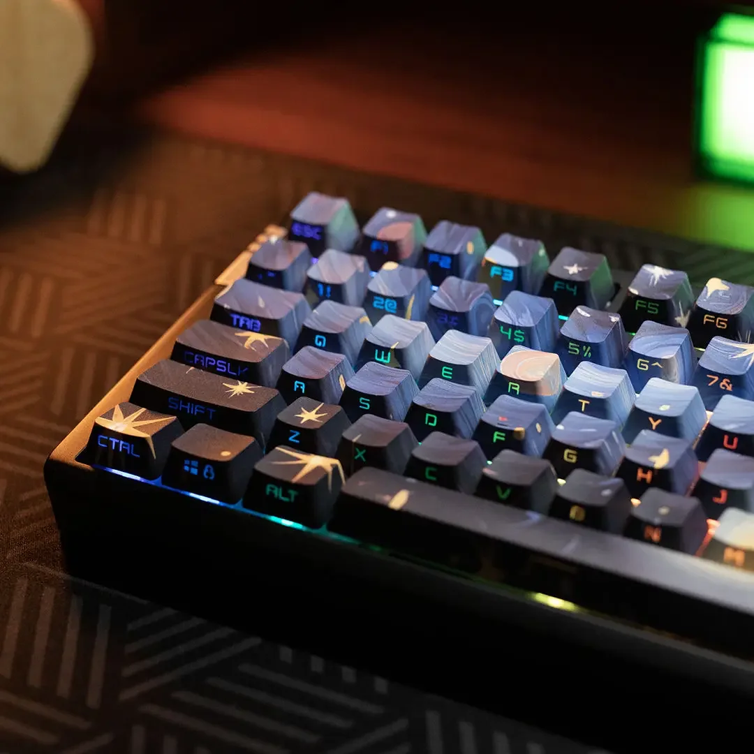 Teclas retroiluminadas transparentes con grabado lateral de estrella de 134 teclas, perfil OEM para accesorios de teclado mecánico MX RGB