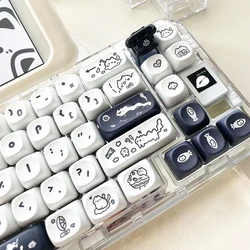 Naught Cat Tapas de Tecla Negra y Blanca PBT Perfil MOA MX Gaming