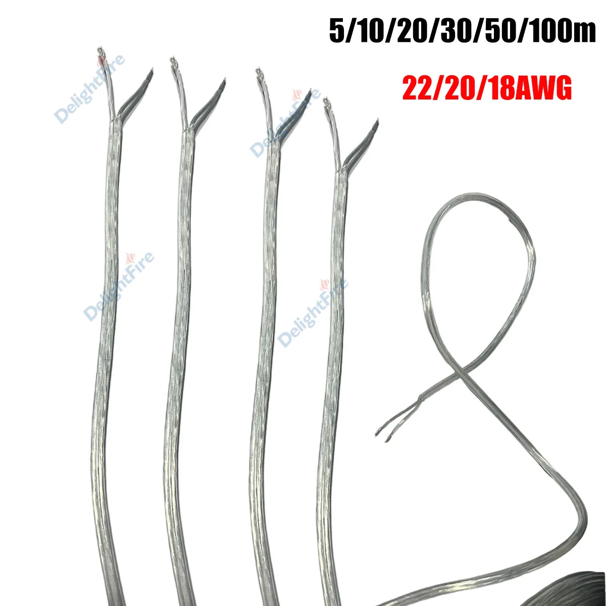 Cable eléctrico redondo transparente de 2 núcleos, Cable de cobre estañado transparente para lámpara LED, barra de luz, altavoz, Audio, proyectos de iluminación DIY - imagen 2