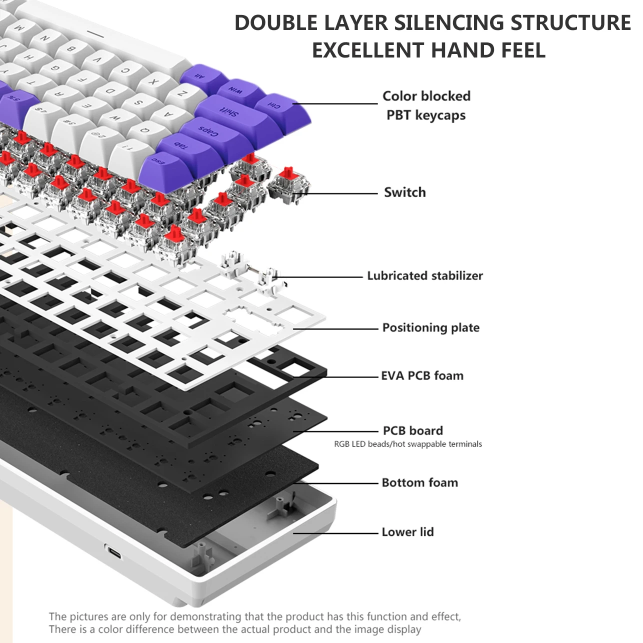 Teclado mecánico inalámbrico G68 para juegos, teclado Bluetooth intercambiable en caliente, 68 teclas, luz RGB personalizada para Gamer, tableta, trabajo de ordenador - imagen 2