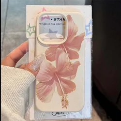 Funda antigolpes rosa Hibiscus para iPhone 17, 16, 15 y 14