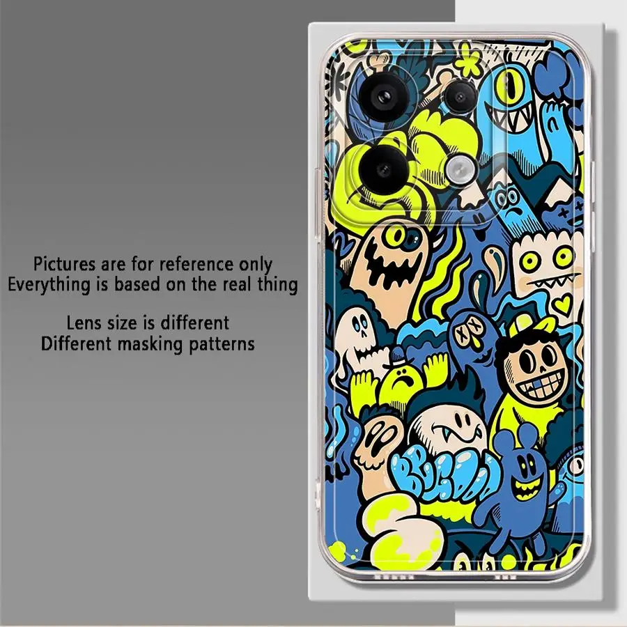 Soft Phone Cover Case for Xiaomi Redmi Note A4 11 9 9S 12S 14 Pro Plus 13 12 11S 10S 14C 13C Monster Graffiti Cool - imagen 5