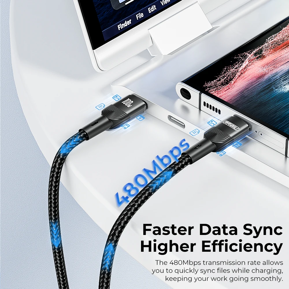 NNBILI 100W tipo C a USB C Cable PD 3,0 carga rápida 4,0 carga rápida tipo C a tipo C para iPhone 15 16 Macbook Samsung Xiaomi - imagen 4