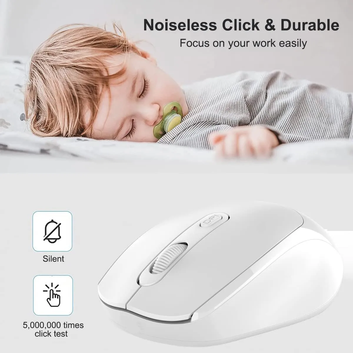 Ratón inalámbrico compatible con Bluetooth, ratón inalámbrico de 2,4G con batería de modo Dual, ratón para juegos de 1200 DPI para Macbook, tableta y portátil - imagen 5