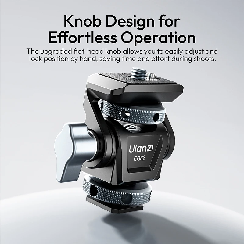 Ulanzi CO82 Cabezal de bola de amortiguación ajustable Perilla de cabeza plana Carga de 3 kg 360 °   Rotación con soporte de 1/4" para fotografía de cámara con trípode - imagen 3