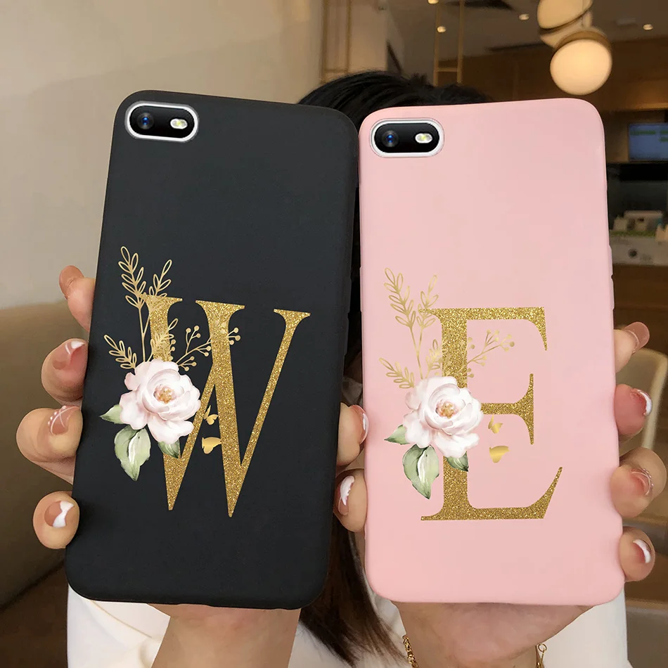 Funda de teléfono para OPPO A1K, cubierta de silicona suave con letras del alfabeto y flores para OPPO A1K RMX1941 A1K A1 k CPH1923, Realme C2 - imagen 2