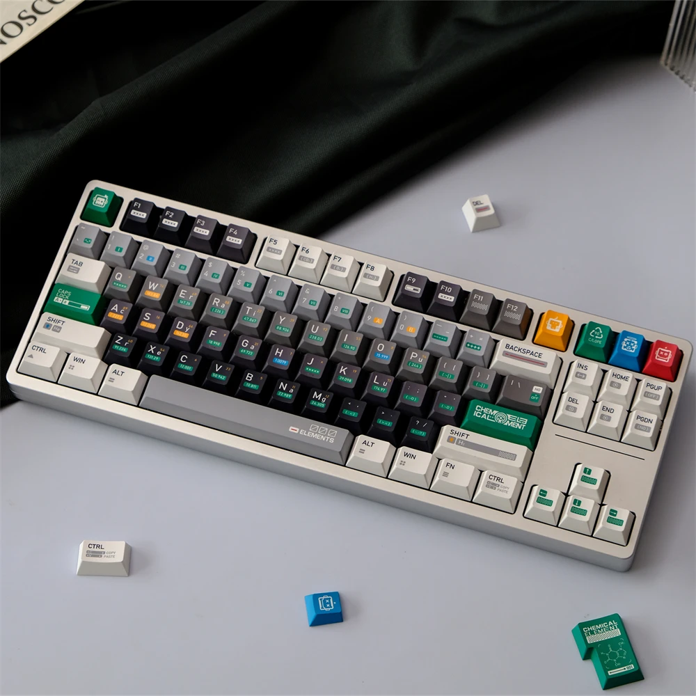 Teclas de química 01, 151 teclas, perfil de cereza, teclas personalizadas con subcama de tinte PBT para teclado mecánico MX GH60 61 68 75 87 980 - imagen 5