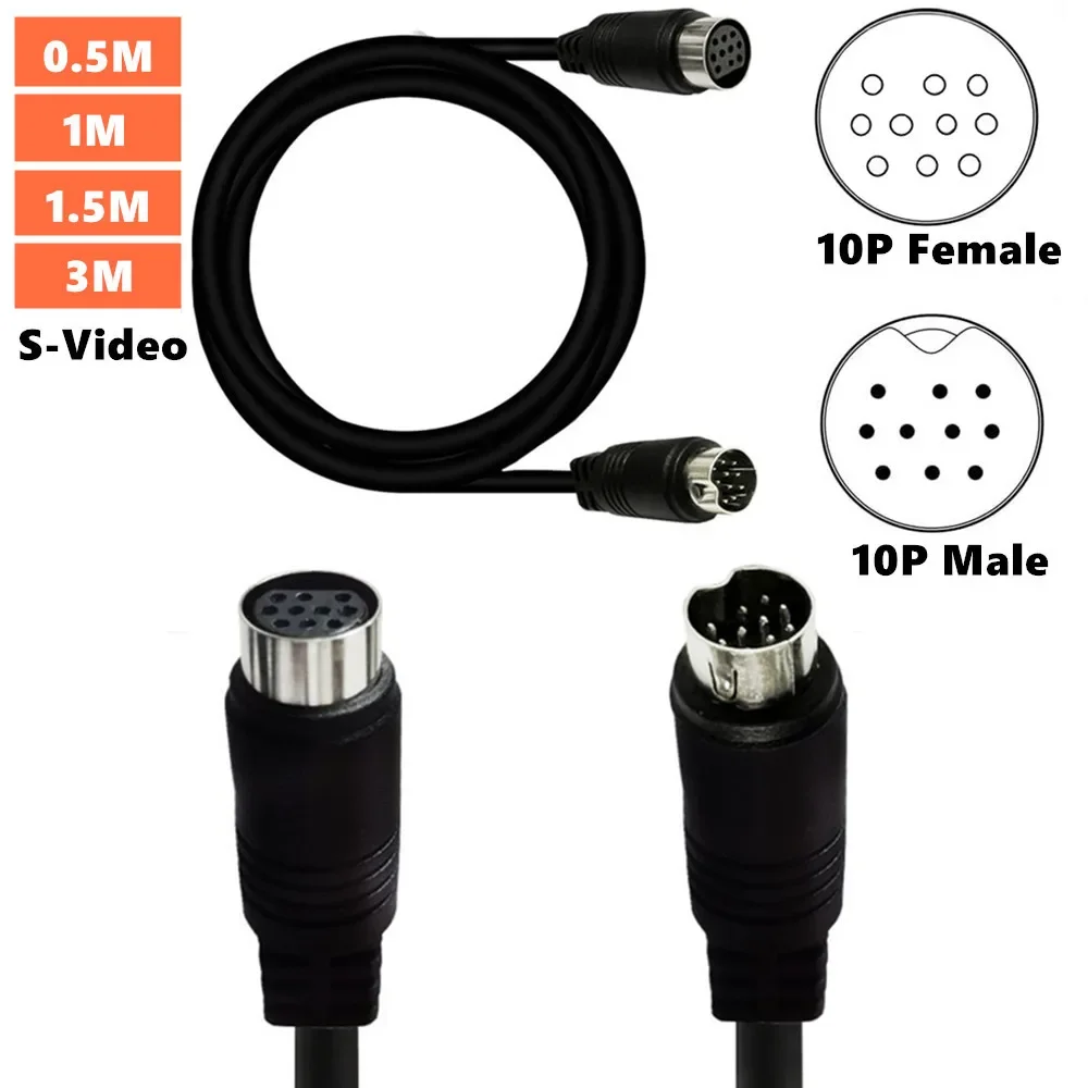 Mini-DIN Cable de audio macho a hembra de 10 pines para receptor de TV Monitor Proyector Receptor de audio y vídeo, etc. - imagen 3