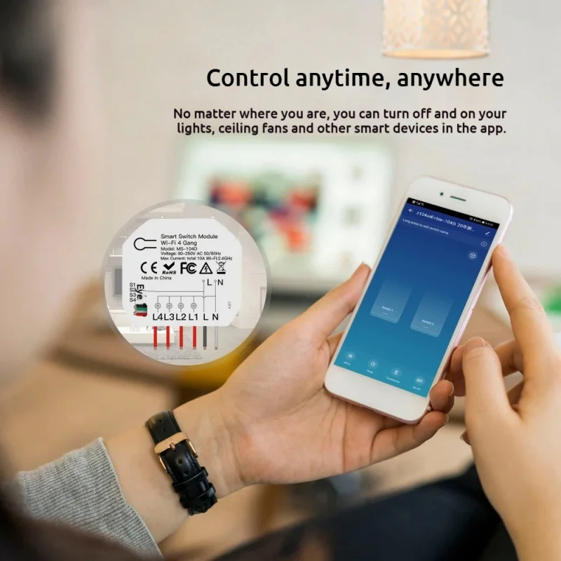 MINI interruptor inteligente Tuya WiFi de 4 canales, temporizador de aplicación y Control por voz, funciona con asistente de Alexa/Google, renovación de equipos antiguos DIY - imagen 4