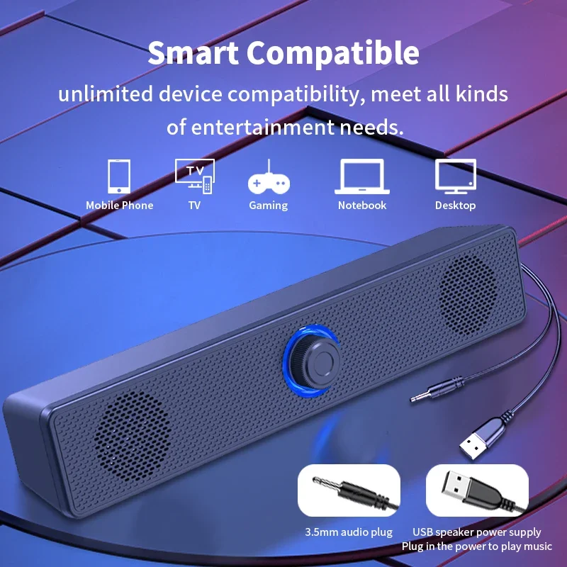 Barra de sonido para PC, Altavoz Bluetooth inalámbrico y con cable, barra de sonido alimentada por USB para TV, Pc, portátil, juegos, sistema de Audio envolvente para cine en casa - imagen 5