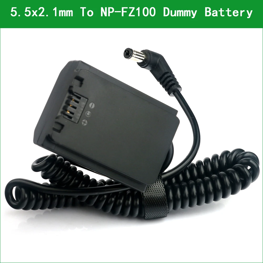 Conector de alimentación de acoplador de CC de 5,5x2,1 a AC-FZ100, batería ficticia de NP-FZ100 para Sony a1 a6600 a7C a7 III A7M3 a7R III A7RM3 a7R IV