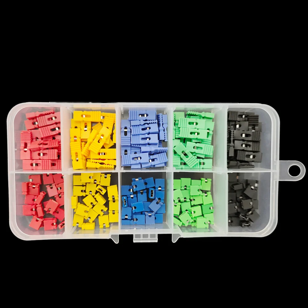 Kit de tapas de puente mixtas, placa de circuito estándar con mango largo de 2,54mm, bloques de pines de tapa de cortocircuito para Arduino Raspberry Pi PCB, 200 Uds. - imagen 2