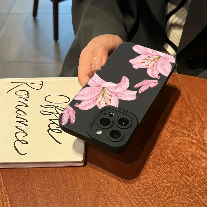 Funda de teléfono con diseño de mariposa y lirio Floral para iPhone 16 15 Pro Max 14 Pro 13 12 11 16E 7 8 Pus XR XS X SE, funda suave a prueba de golpes - imagen 4