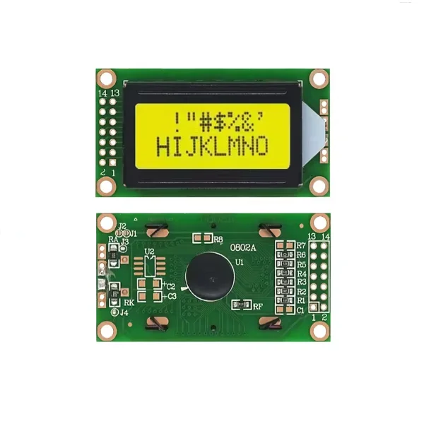 Pantalla LCD de cristal líquido 0802A, módulo LCD de 8x2 DC3.3V-5V, pantalla azul y verde - imagen 3