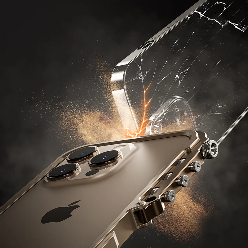 Para iPhone 15 16 17 Pro Max Plus funda de teléfono con brazo robótico de Metal marco de aleación de aluminio parachoques Irregular cubierta protectora a prueba de golpes - imagen 3