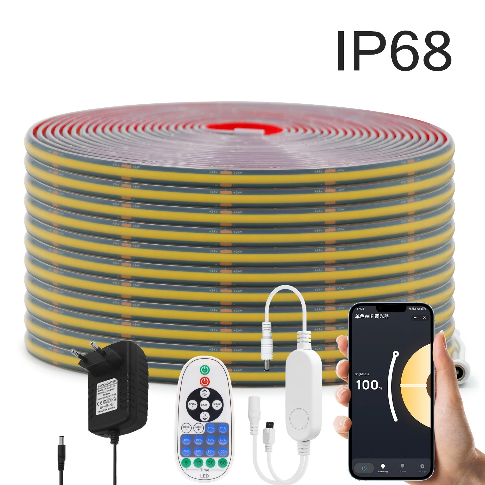 Tira de luces LED COB WiFi Bluetooth IP68 impermeable 320LEDs/m 1M 2M 3M 5M 10M blanco/Natural/blanco cálido luces Led COB regulables 12V 24V