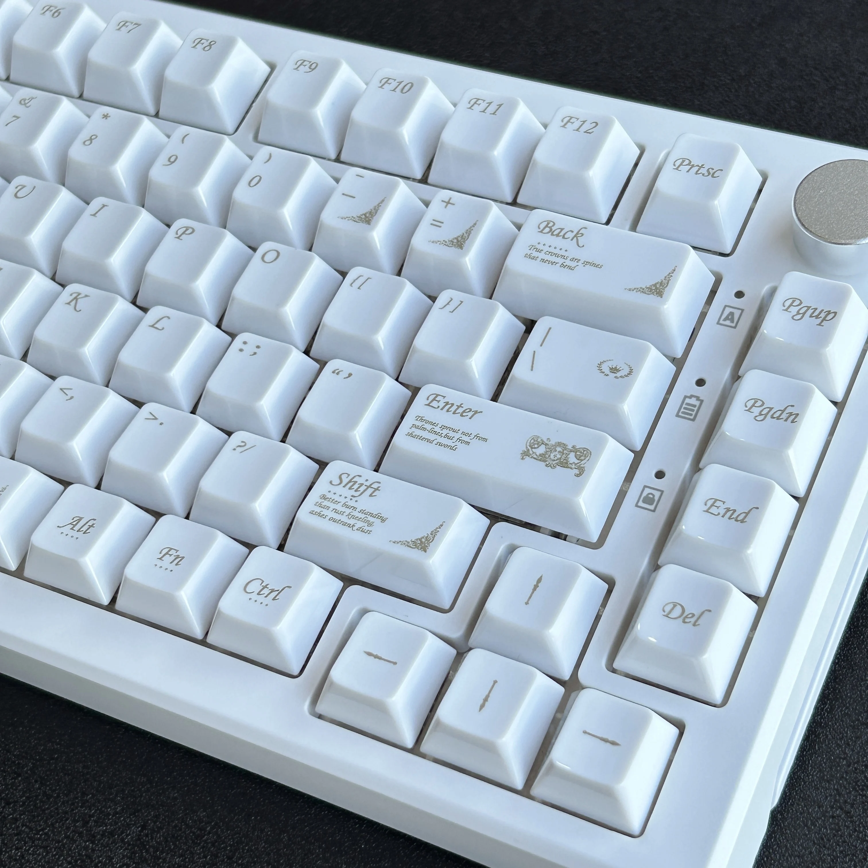 Teclas de cerámica de imitación de oro blanco, Material de PC, perfil de cereza, teclas personalizadas, teclas de teclado mecánico para jugar con esmaltado suave