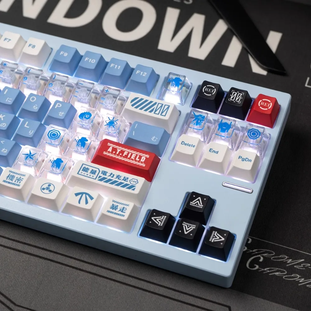 Teclas transparentes de doble Color, 46/142 teclas, altura de cereza, sublimación PBT/PC para teclado mecánico 61 68 75 87 104 108