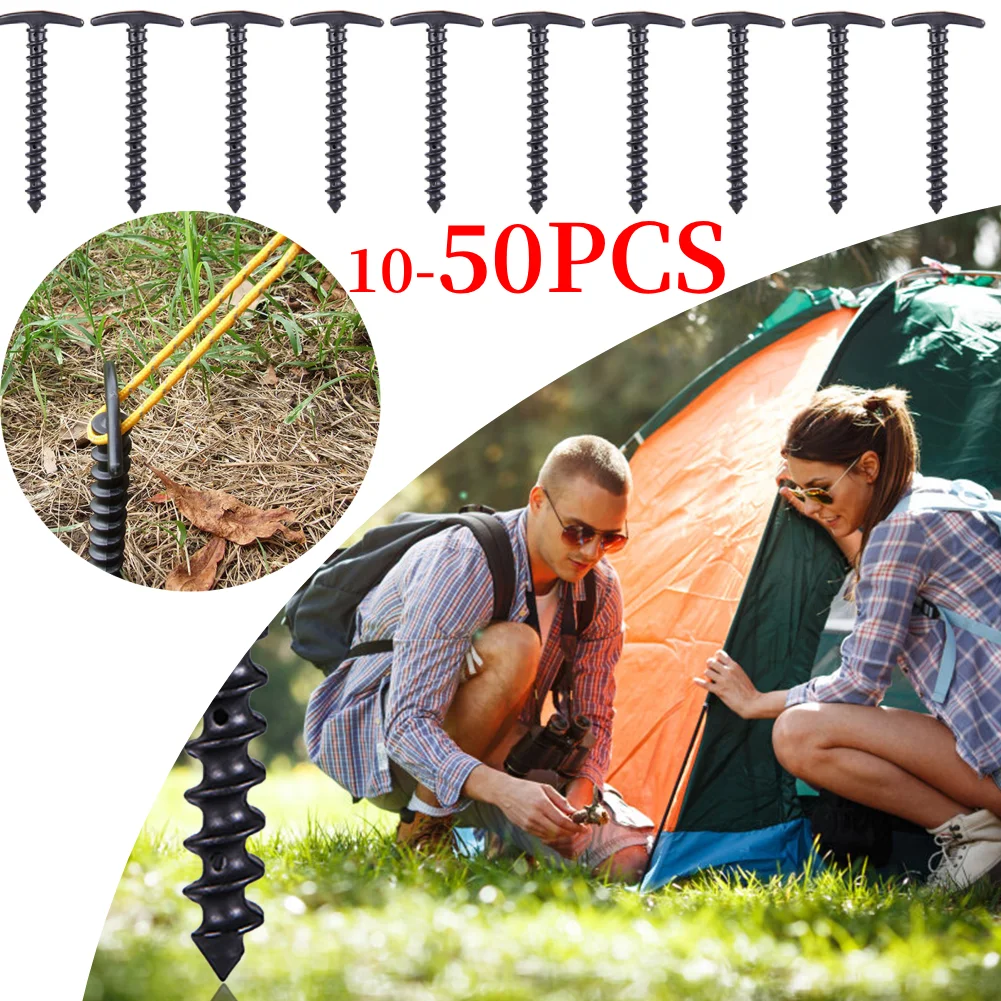 10 unids/pack de estacas para tienda de campaña al aire libre, clavos para el suelo, estacas de anclaje de tornillo, estacas para tienda de senderismo, pines, accesorios para tienda - imagen 2