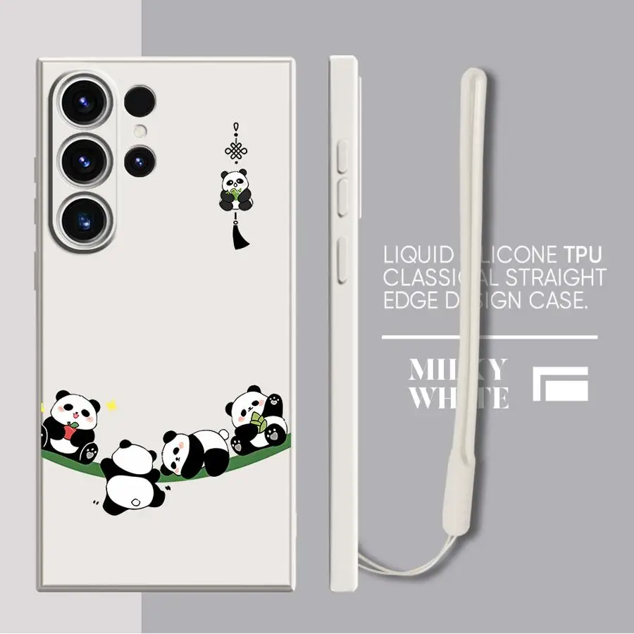 Funda de teléfono suave para Samsung Galaxy S21 Plus S22 Ultra S25 Edge Note 20 10 Ultra S24 FE S20 S23 Panda lindo de dibujos animados - imagen 3