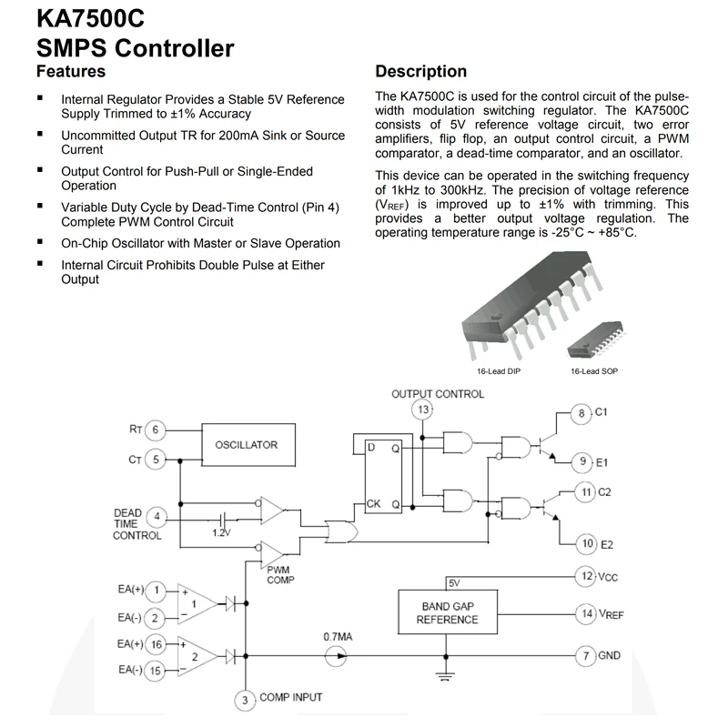 10 Uds código KA7500C KA7500CTF SOP-16 controlador SMPS AC-DC controlador y regulador de voltaje - imagen 3