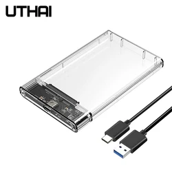 Caja Externa UTHAI T09 SSD HDD 2.5" USB-C 3.1 Transparente