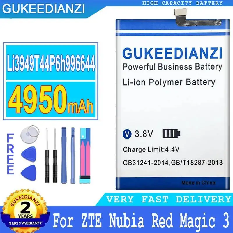 Batería de repuesto confiable para teléfono móvil 4950Mah Li3949t44p6h996644 para Zte Nubia Red Magic 3 NX629J