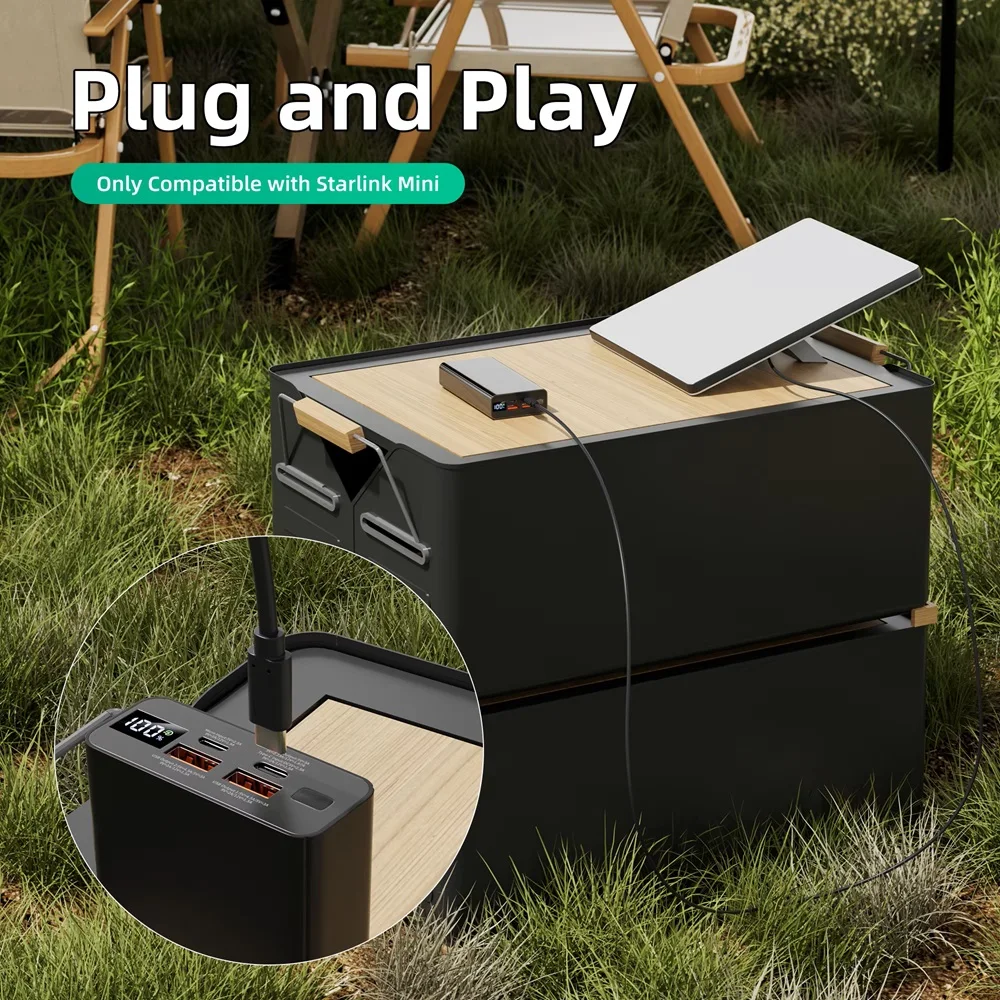 Para Starlink Mini Cable 2M (6,6 pies) Starlink Mini DC Power tipo C cable de repuesto de entrada impermeable exterior barril Jack carga - imagen 3