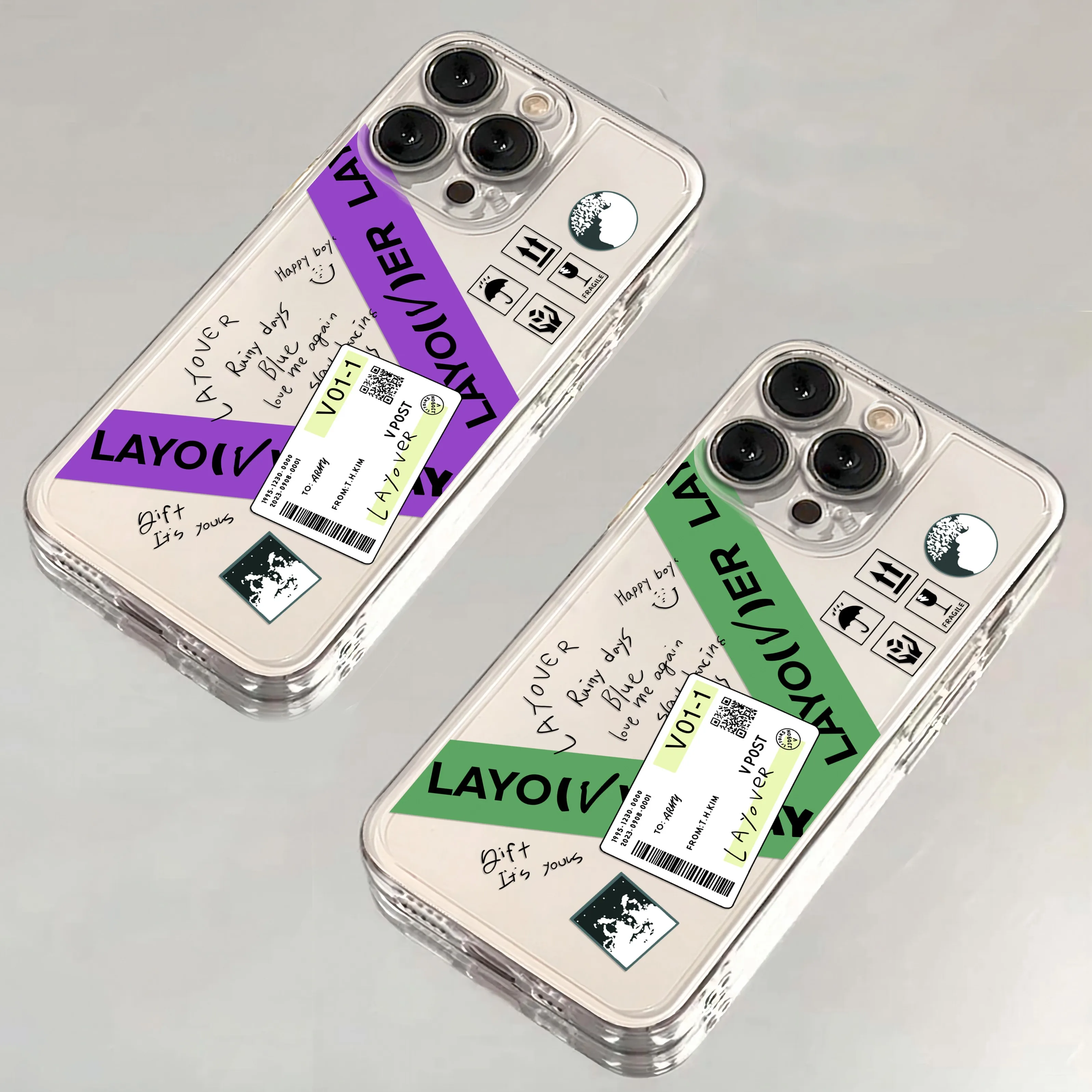 V LAYOVER TaeHyung nueva funda de teléfono para iPhone 16 15 14 13 12 11 Mini Pro Max X XR XSMax 7 8 Plus SE20 cubierta transparente caliente