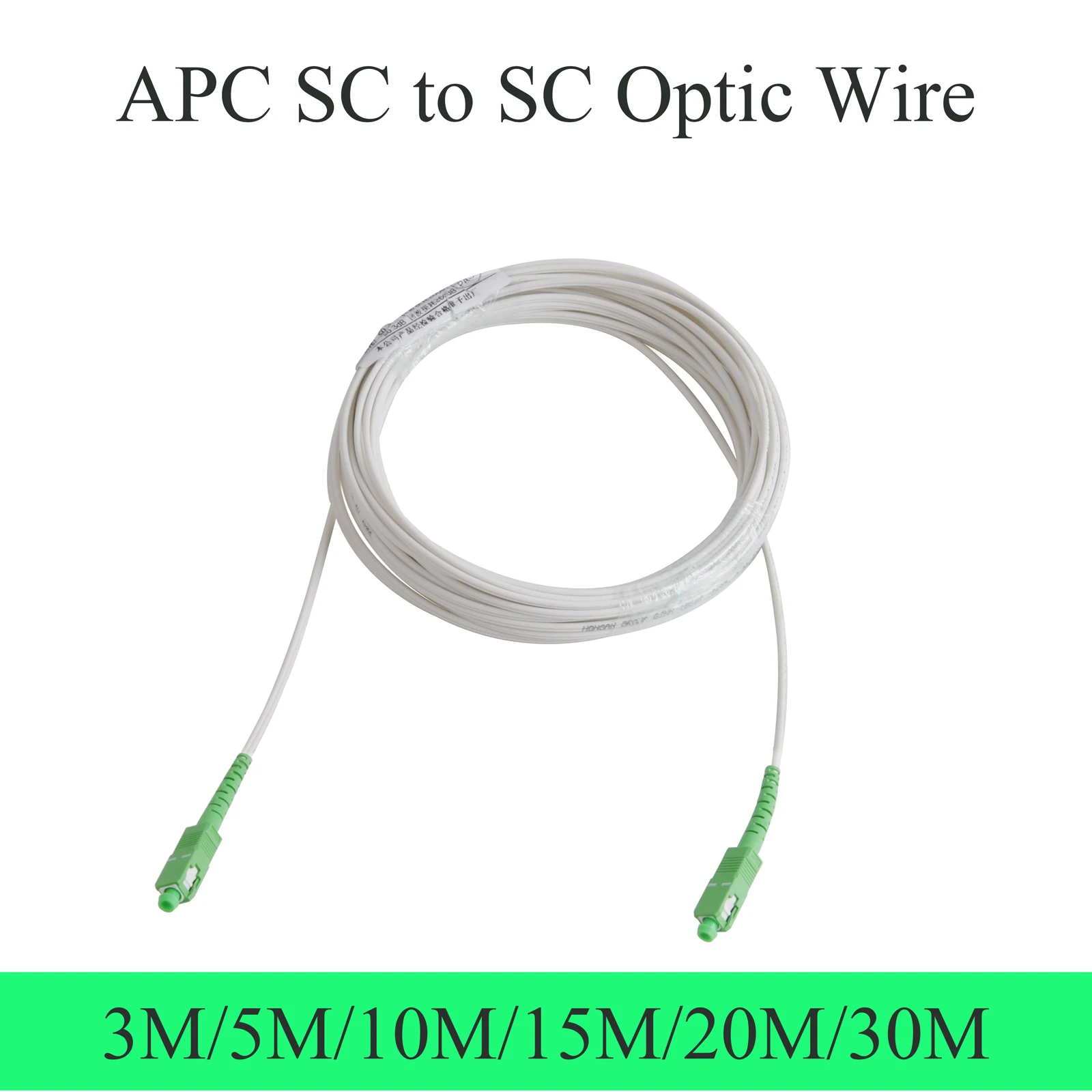 Cable de fibra óptica APC SC a SC, Cable de extensión interior monomodo de 1 núcleo, Cable de conexión de conversión Simplex, 3M/5M/10M/15M/20M/30M