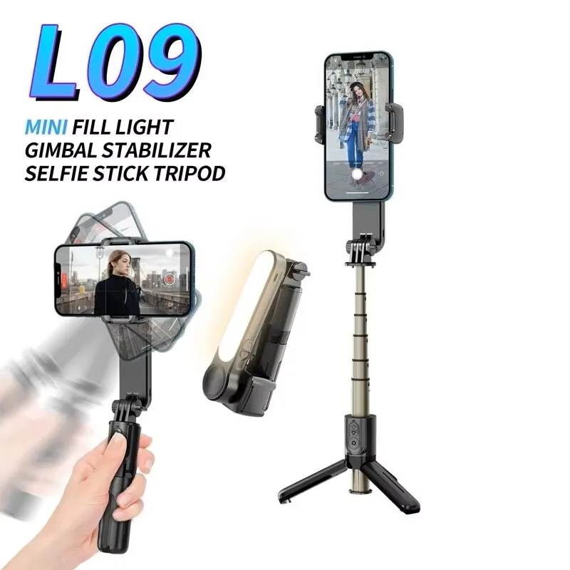 Soporte estabilizador de cardán para palo de Selfie de mano, luz de relleno ajustable, soporte para Selfie, Bluetooth, teléfono móvil para IPhone y Samsung - imagen 2