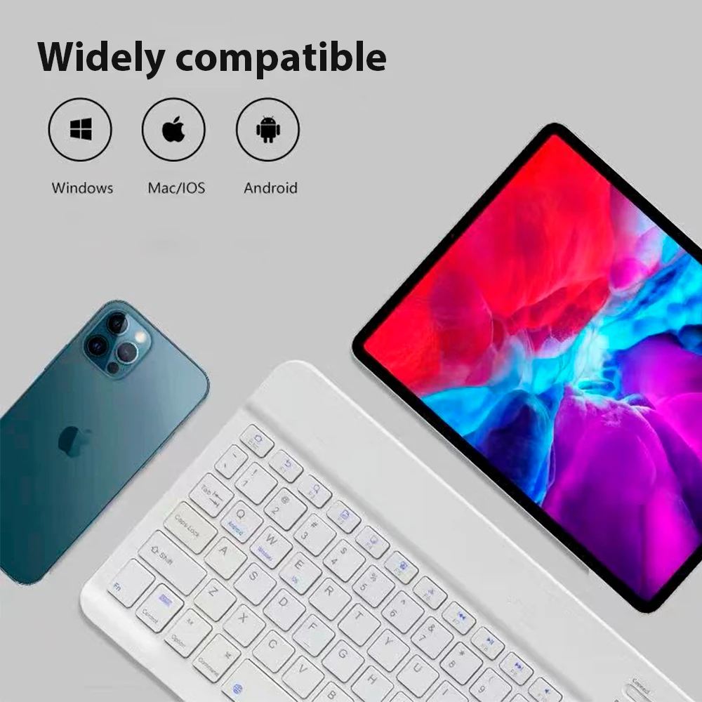 Teclado inalámbrico Bluetooth Universal para teléfono móvil, tableta, teclado y ratón, Mini teclado Bluetooth, accesorios para teclado Ipad - imagen 2