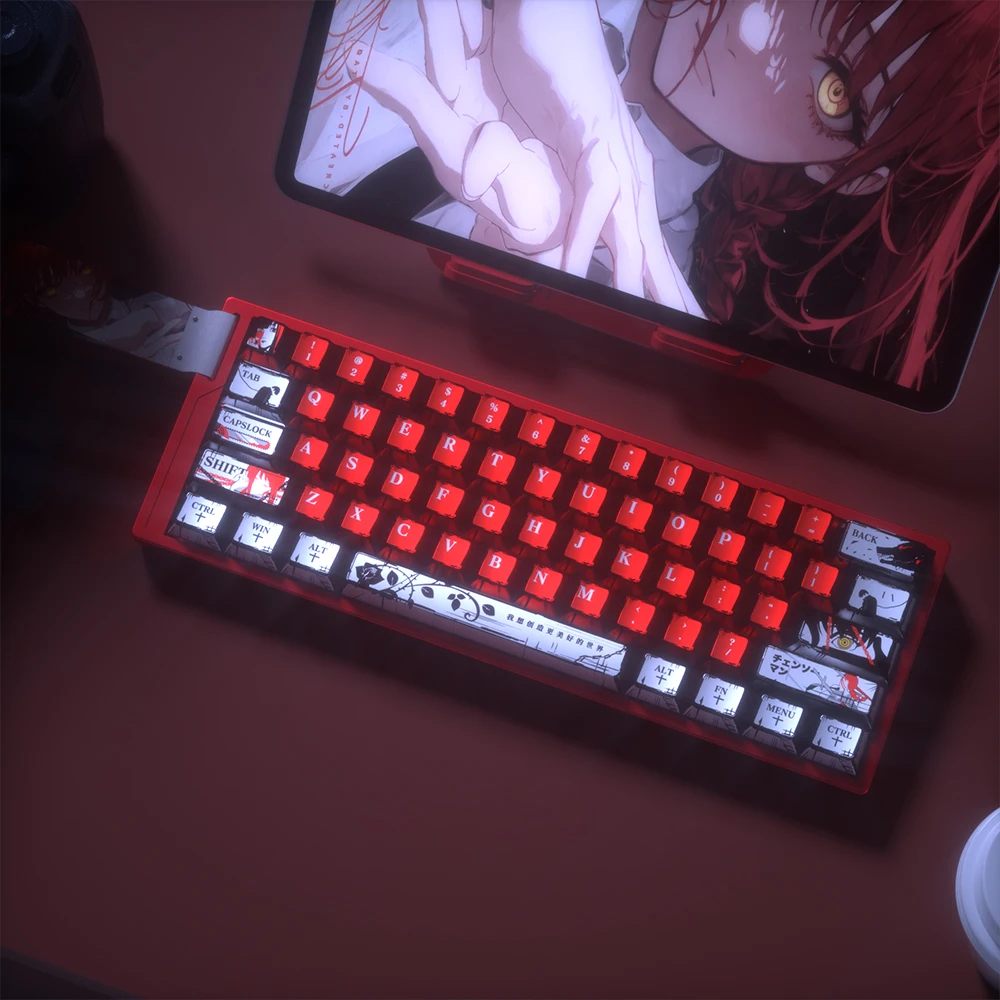 Wooting 60he Wooting 80he teclas con tema de Anime, 126 teclas, teclas PBT Cherry para teclado Lucky65 V2 Aula Hero 68he RS8 Ace68 Fun60