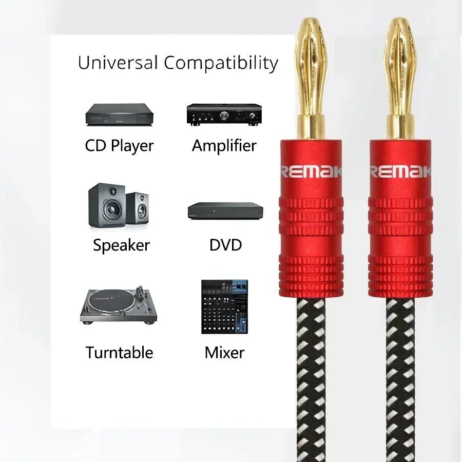 Cable de altavoz trenzado de alta fidelidad con conectores Banana chapados en oro Cable de altavoz OFC de cobre puro con recuento de hebras altas - imagen 3