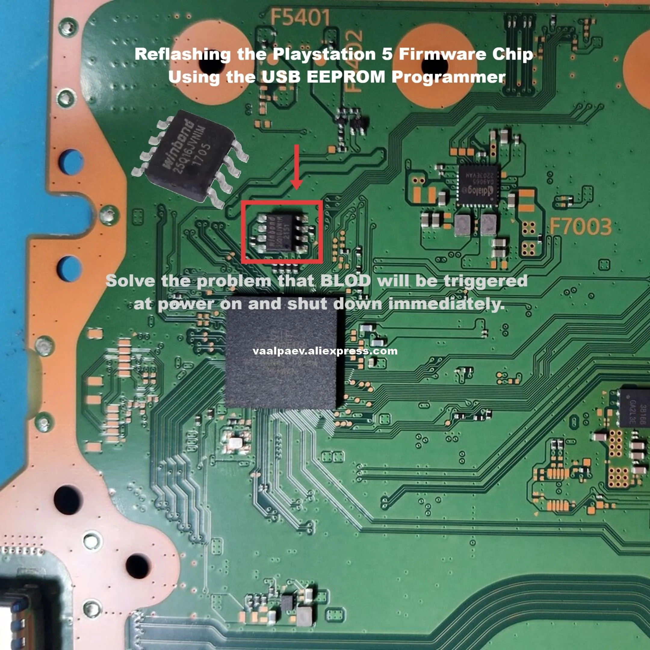 Nuevo chip Original auténtico para PS5 BIOS Winbond 25Q16JVNIM situado al lado del puente sur de la placa base
