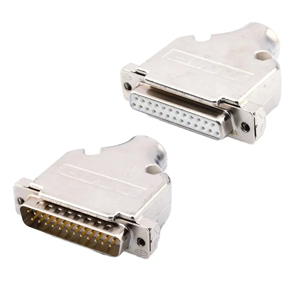 Kit de enchufe macho y hembra AMP DB25, carcasa de Metal, 2 filas, conector de puerto serie de 25 pines, D-SUB, 25 adaptadores, chapado en oro de aguja sólida