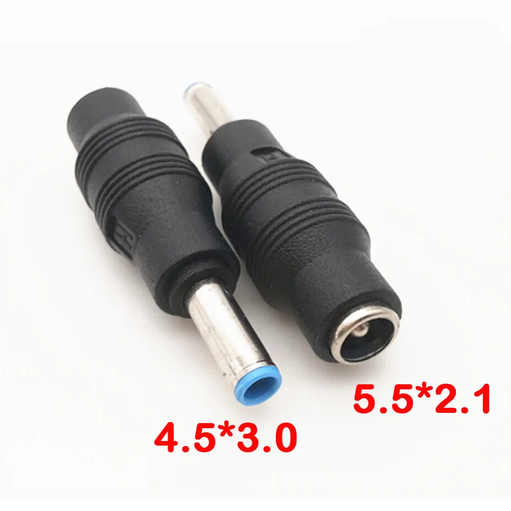 1 unidad 5,5x2,1mm hembra a 4,5x3,0mm macho DC adaptador de conector de alimentación convertidor 5,5*2,1 a 4,5*3,0mm para carga de ordenador portátil HP