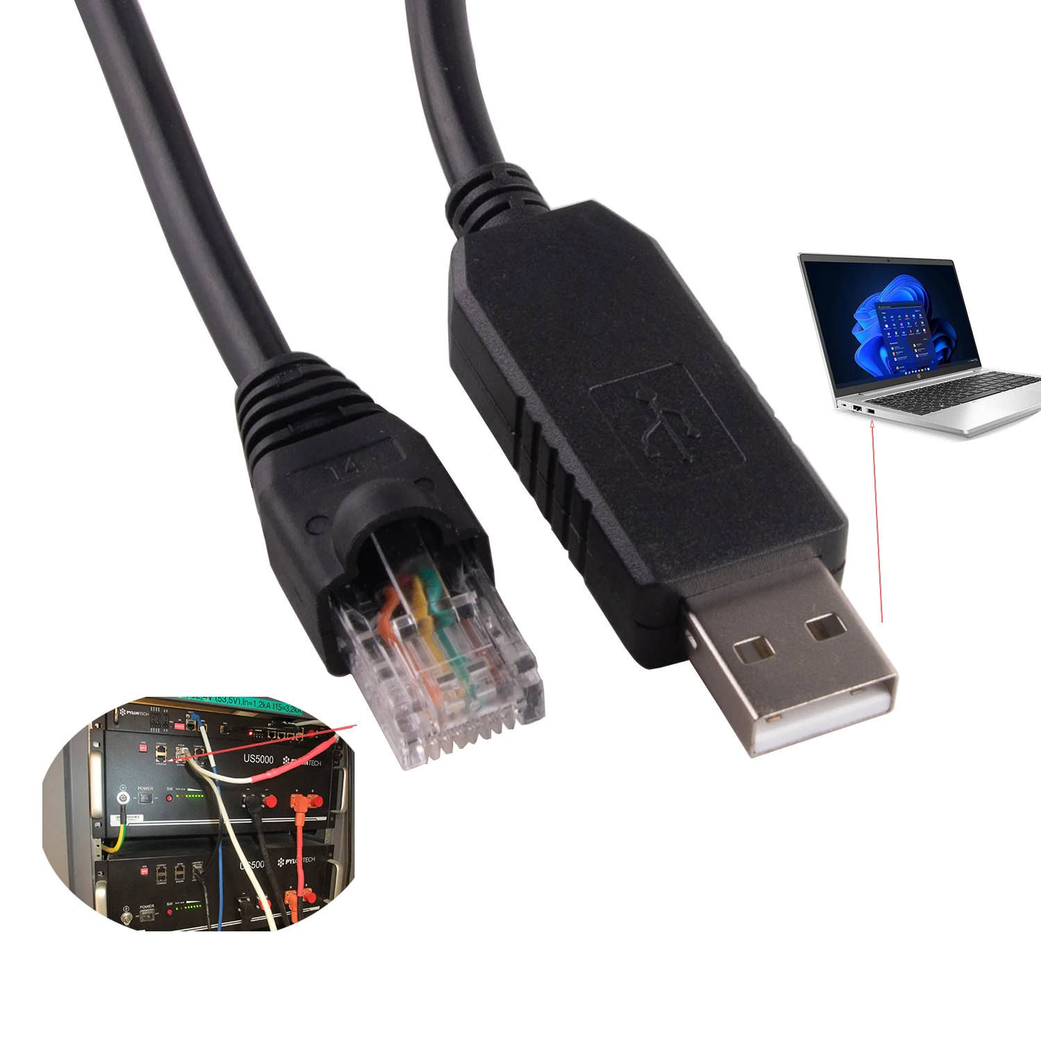 US2000C US3000C US5000 batería de iones de litio RS232 Cable de depuración de consola serie para inversor Pylontech FT232RL USB RS232 a RJ45 Kable