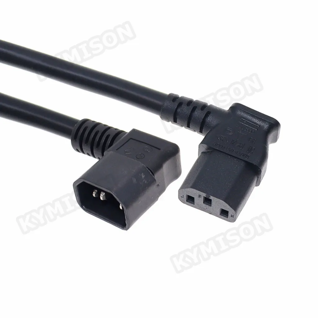 C13-C14-cable de extensión de alimentación en ángulo para ordenador, adaptador para PC,Monitor, escáner, IEC320 C13 hembra a C14 macho, H05VV-F, 3G, 1,5mm - imagen 2