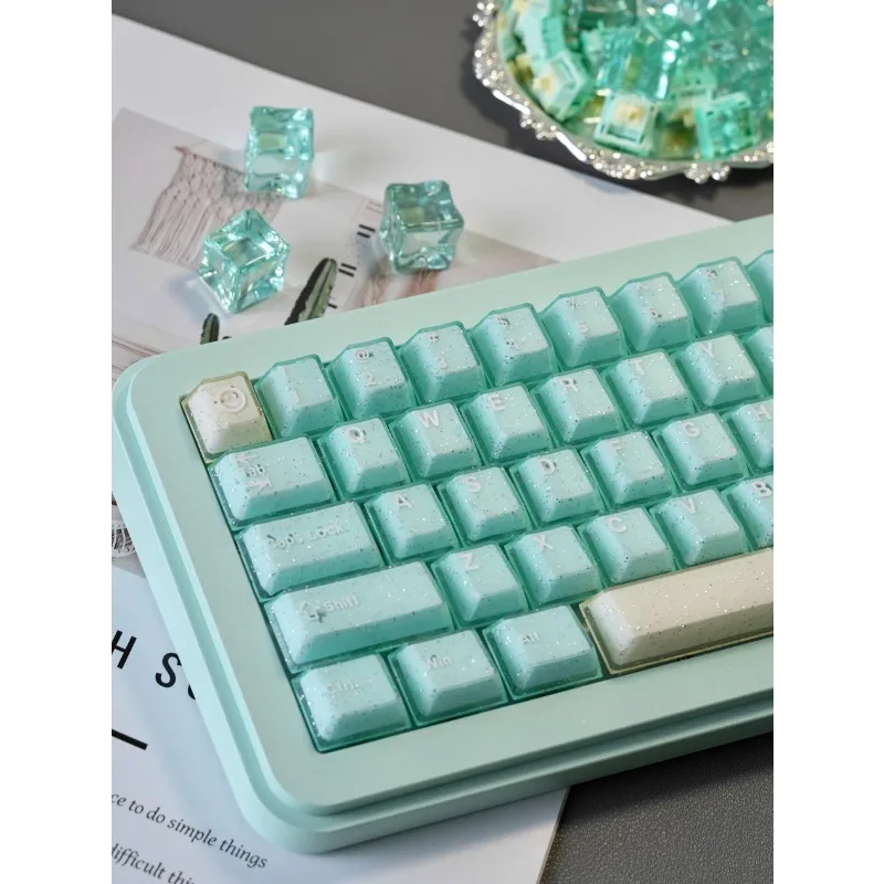 Juego de teclas con tema de polvo brillante, perfil de cereza, PC + PBT, teclas originales personalizadas hechas a mano para accesorios de teclado mecánico - imagen 4