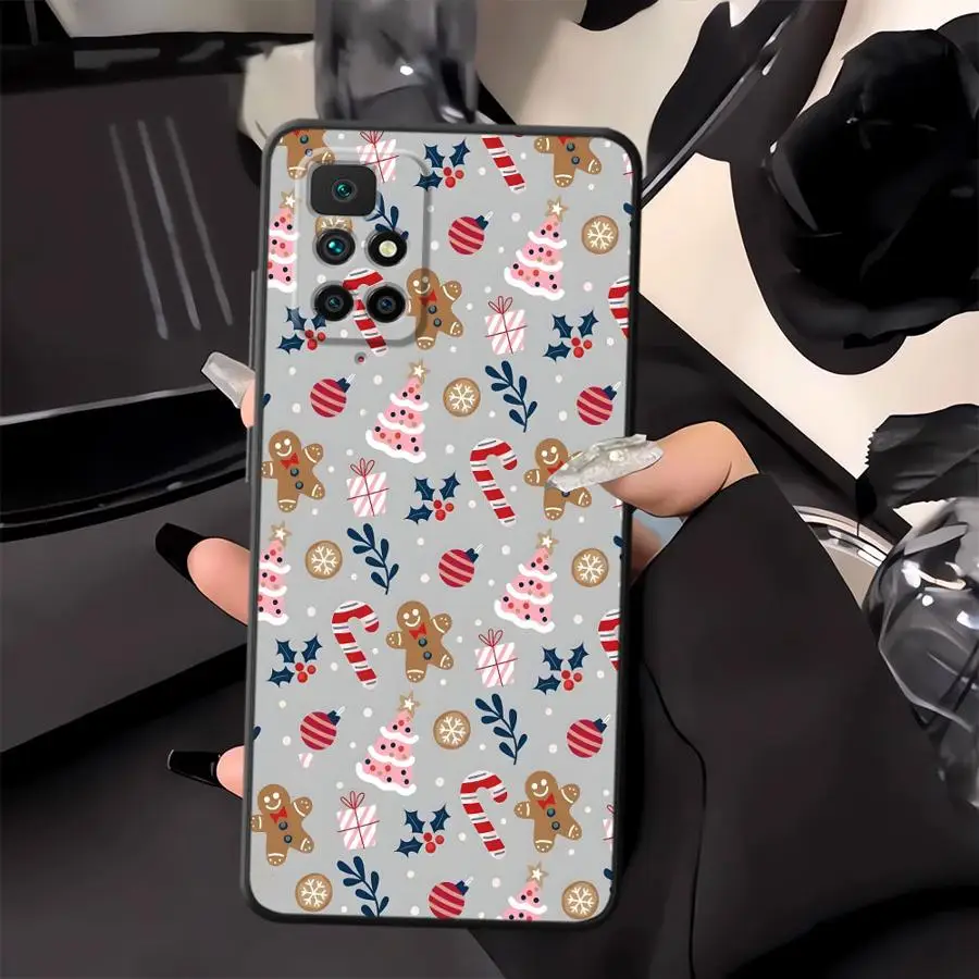 Funda para Xiaomi Redmi A1 A2 Plus 9 A3 13C 12C K40 K80 Pro 10 A5 A4 14C funda negra suave para teléfono arte navideño - imagen 2