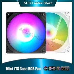 Mini ventilador ARGB con caja ITX, 8cm, 9cm, refrigeración por agua/aire, ventilador de radiador de CPU 8025 9225, enfriador MB 5V SYNC + 4 pines PWM