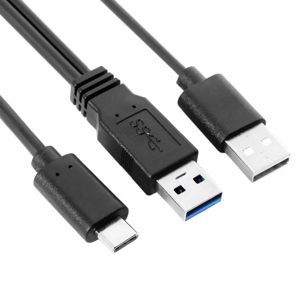 Cable de disco duro móvil USB 3,0, 0,6 m AM macho a tipo c macho, Cable de transmisión de datos doble en forma de Y, fuente de alimentación de hasta 5Gbps - imagen 5