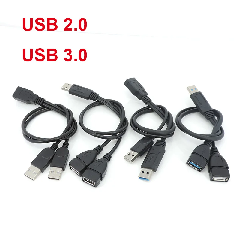 Cable USB2.0 USB3.0 doble 1 a 2 vías adaptador divisor USB Cable macho hembra Cable de extensión de alimentación - imagen 2