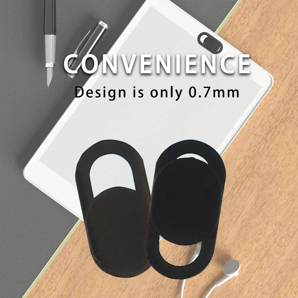Pegatinas de privacidad universales de plástico negro, cubierta de cámara web, obturador magnético, cubierta de cámara deslizante para IPhone, portátil, teléfono móvil, lente - imagen 4